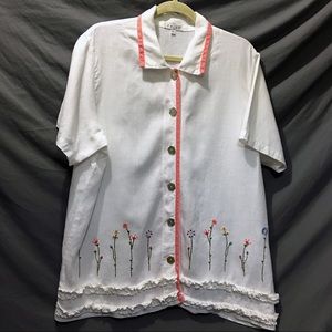Focus USA Made Embroidered Summer Top XL